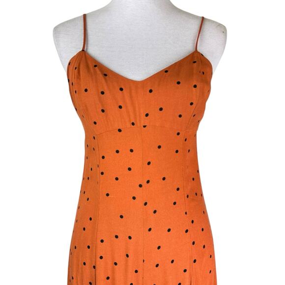 Free People Summer Jamboree Dark Orange Black Polka Dot Wide Leg  Jumpsuit - Picture 6 of 13